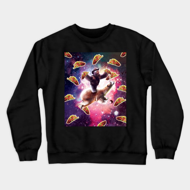 Cowboy Space Sloth On Polar Bear Unicorn - Taco Crewneck Sweatshirt by Random Galaxy